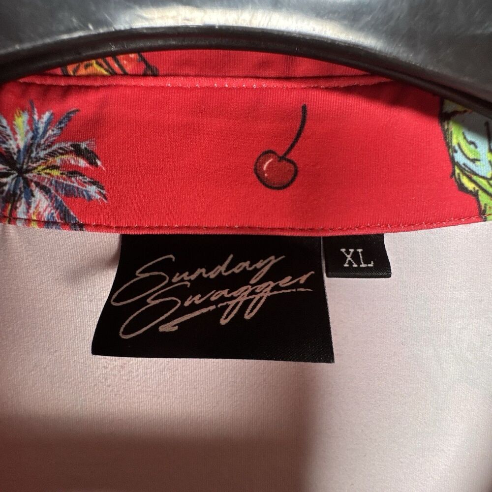 Sunday Swagger Polo Shirt Mens XL Red Cocktail Party Drink Cherry OP Performance - Picture 5 of 5